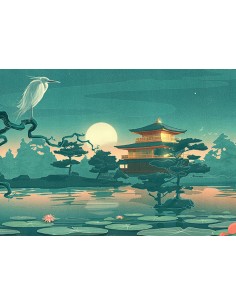 SET DE TABLE, Déco, Peinture japonaise, Coucher de soleil...